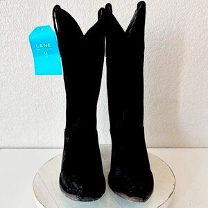 Emma Jane Black Suede Cowgirl Boots NIB